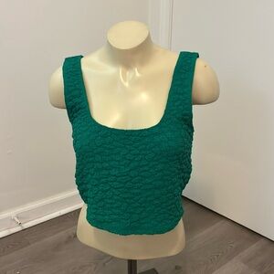 NWT Anthropologie Green Textured Crop Tank